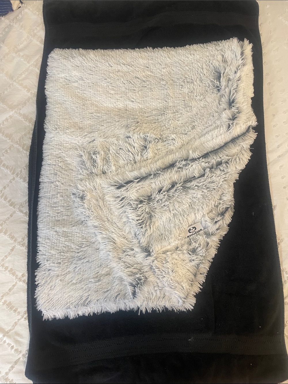 Cozy Reversible Faux Fur Throw 58 x 48- Light Gray